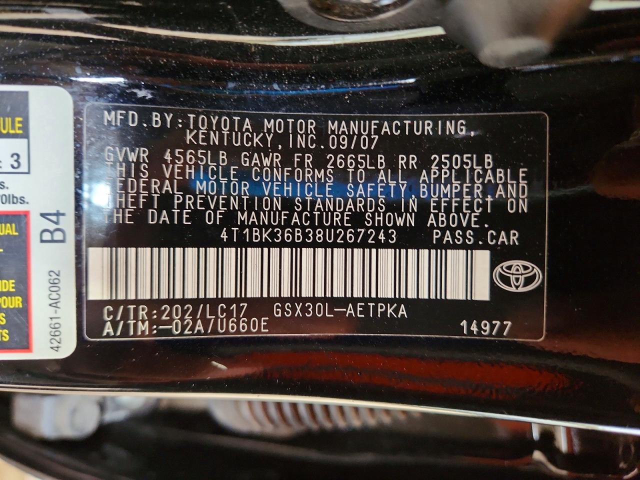 2008 TOYOTA AVALON