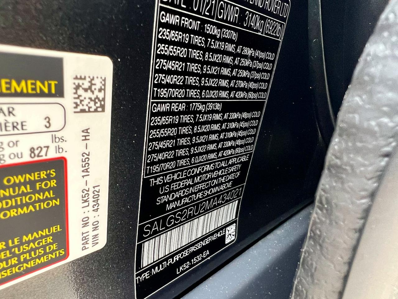 2021 LAND ROVER RANGEROVER
