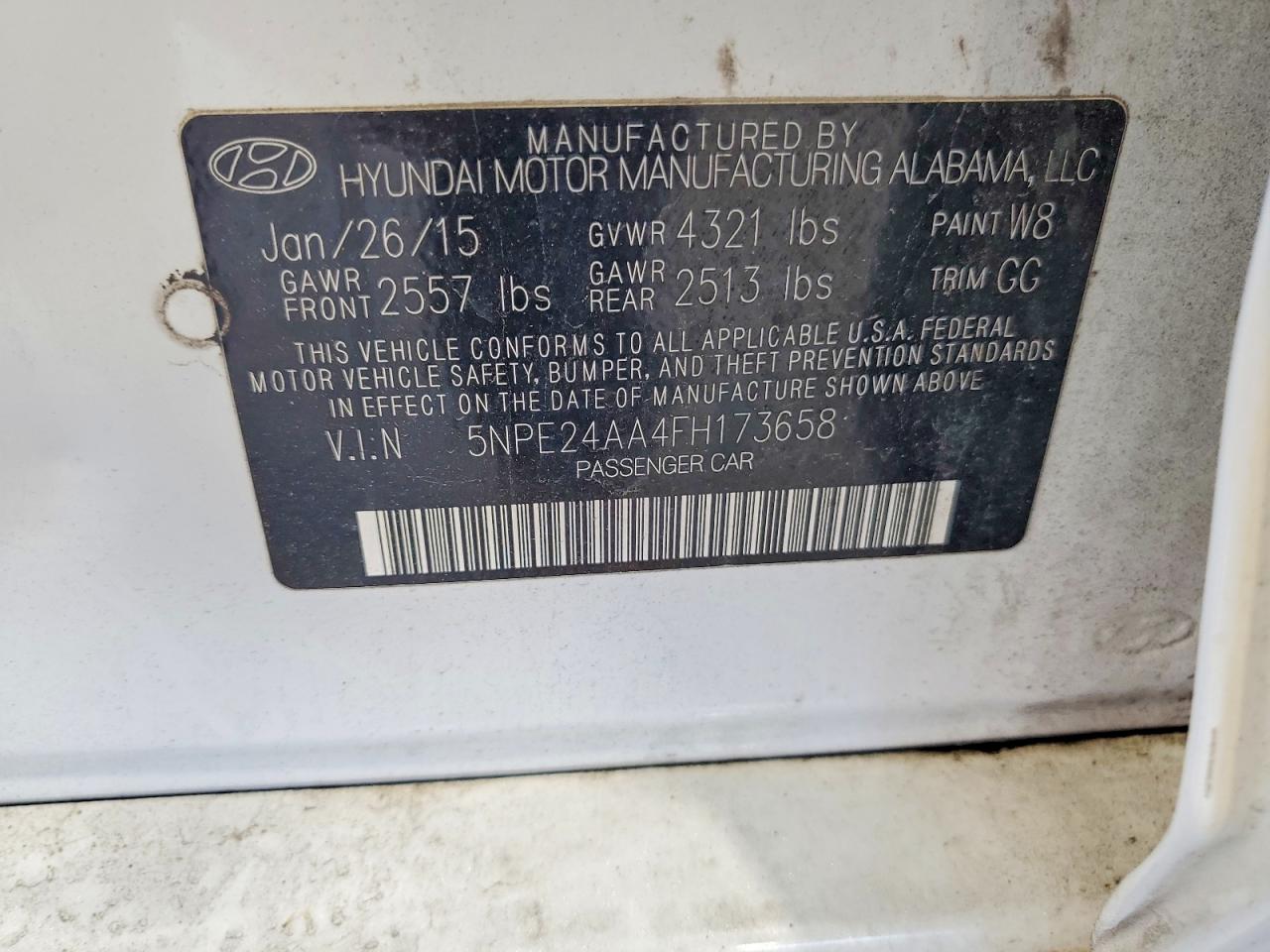 2015 HYUNDAI SONATA