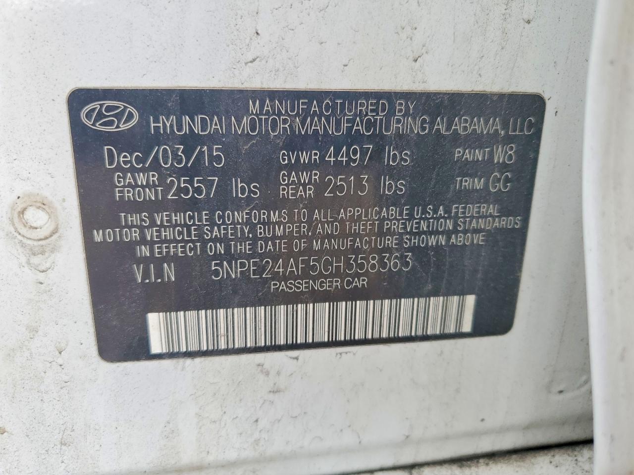 2016 HYUNDAI SONATA