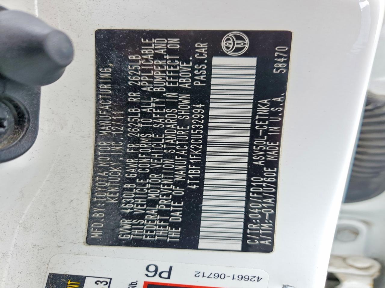 2012 TOYOTA CAMRY