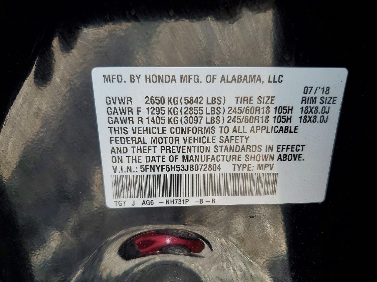 2018 HONDA PILOT