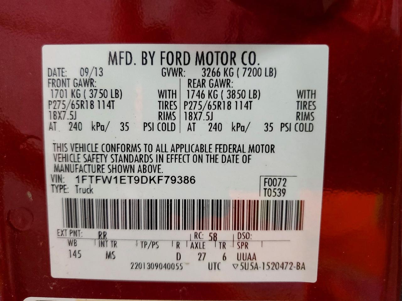 2013 FORD F150
