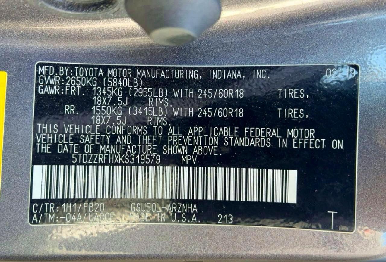 2019 TOYOTA HIGHLANDER