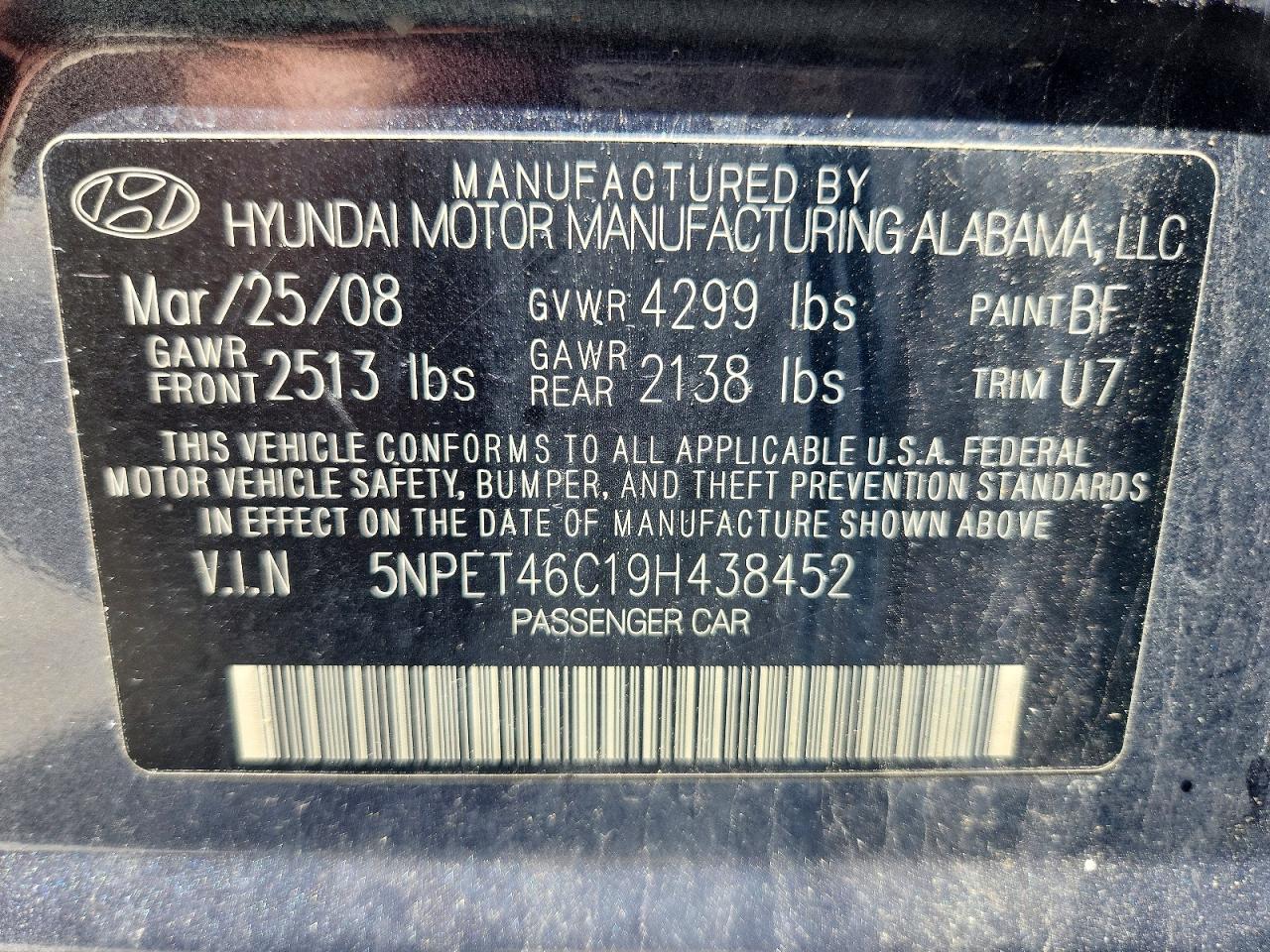 2009 HYUNDAI SONATA
