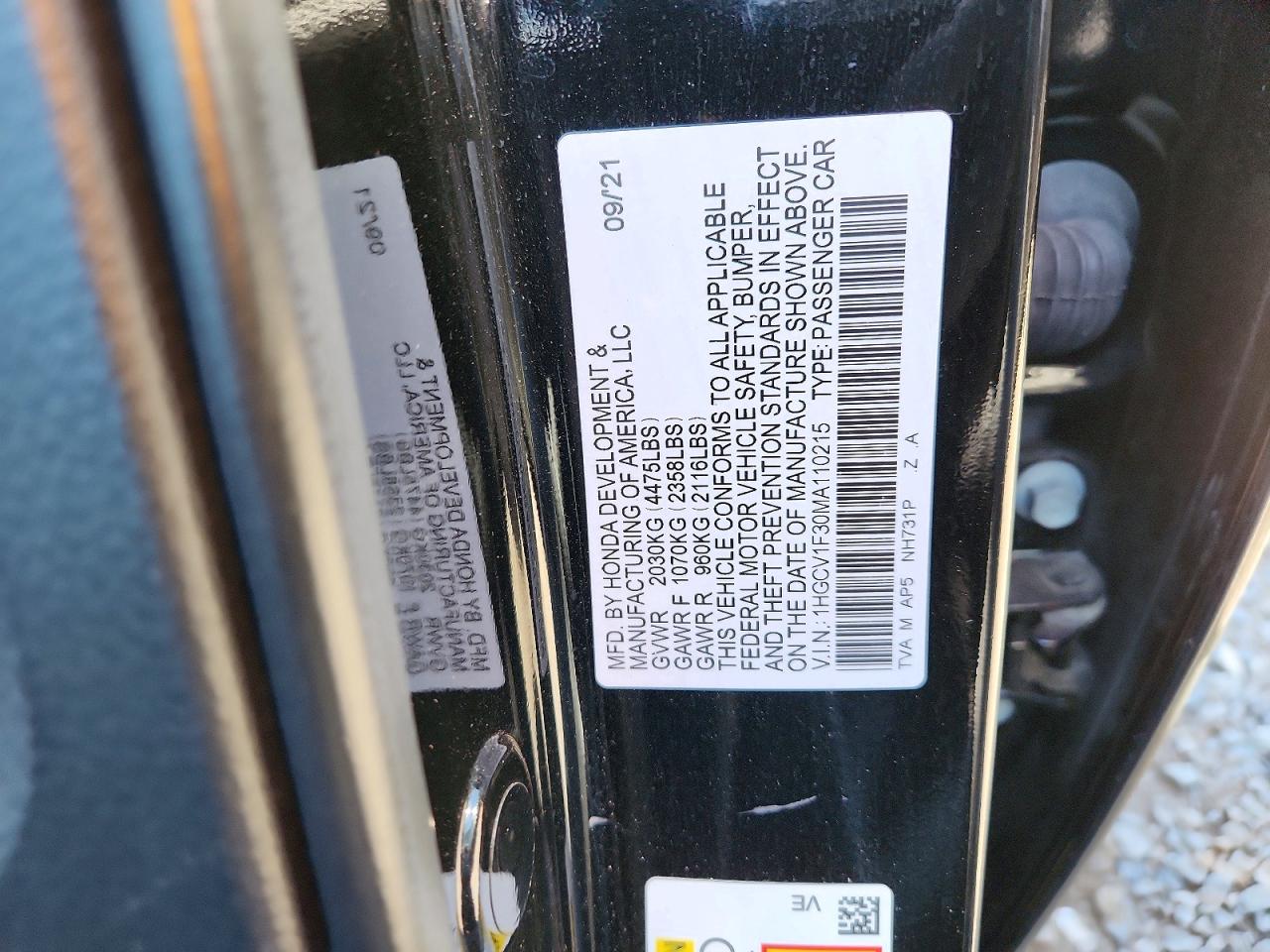 2021 HONDA ACCORD