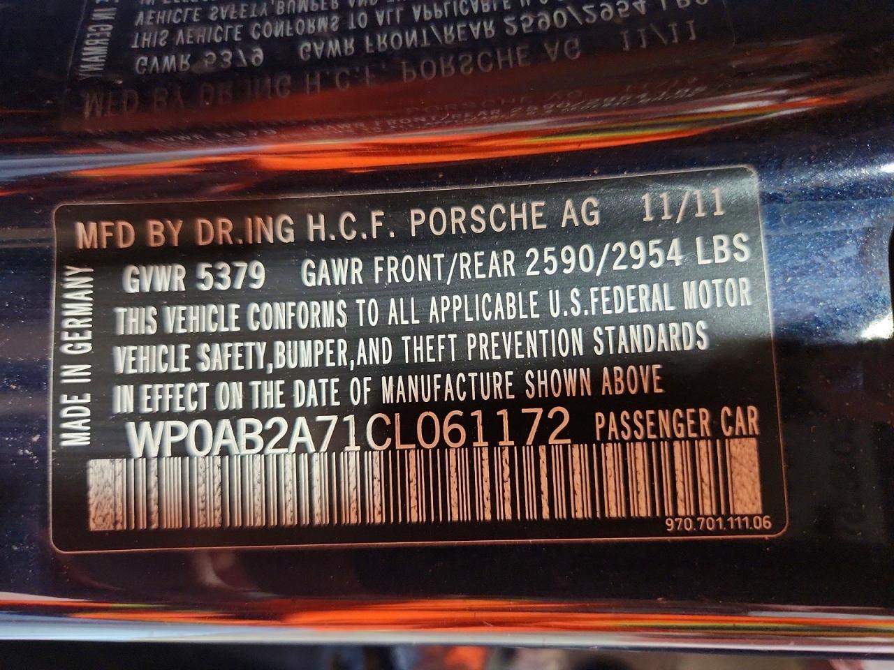 2012 PORSCHE PANAMERA