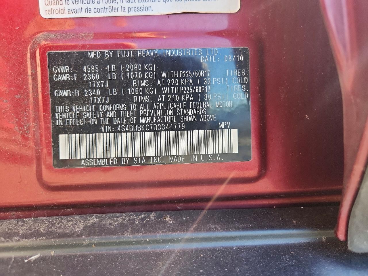 2011 SUBARU OUTBACK