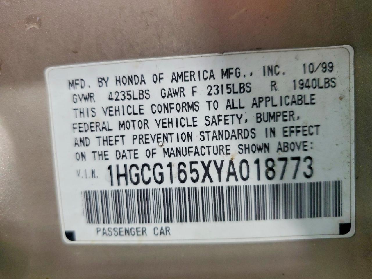 2000 HONDA ACCORD