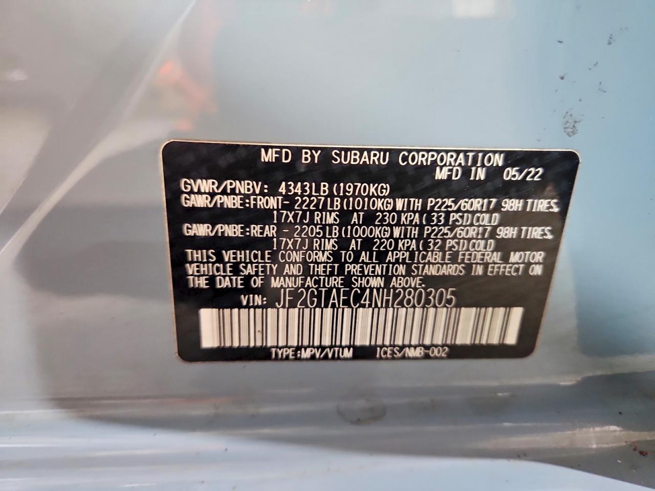 2022 SUBARU CROSSTREK