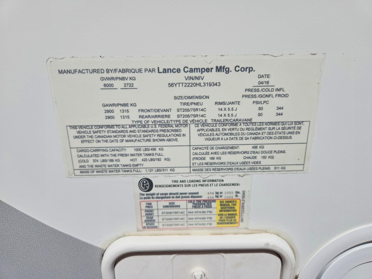 2017 LANCE CAMPER