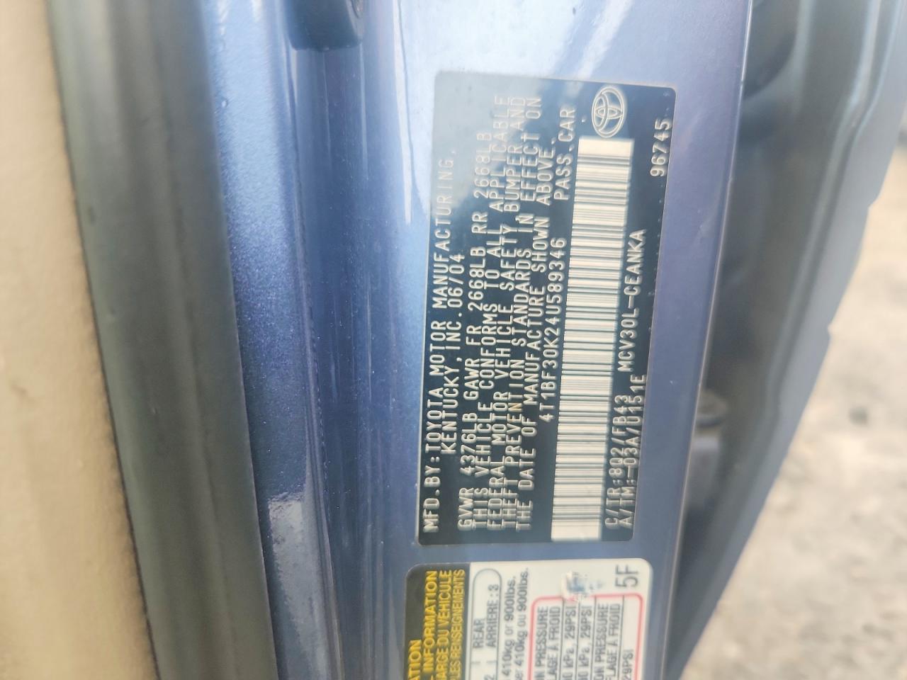 2004 TOYOTA CAMRY