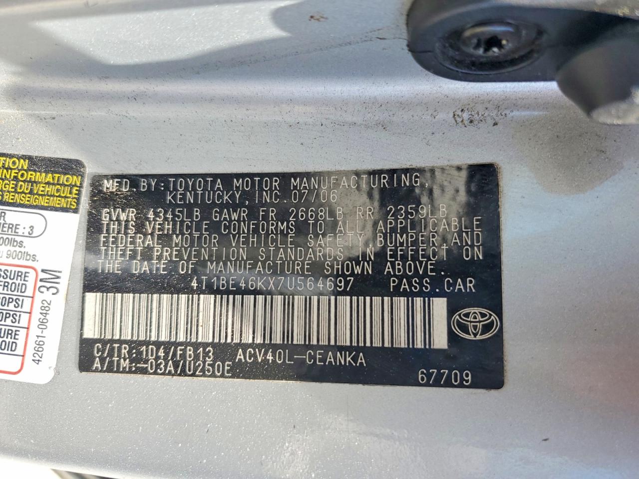 2007 TOYOTA CAMRY