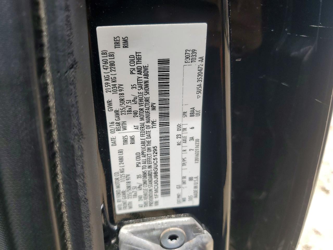 2016 FORD ESCAPE