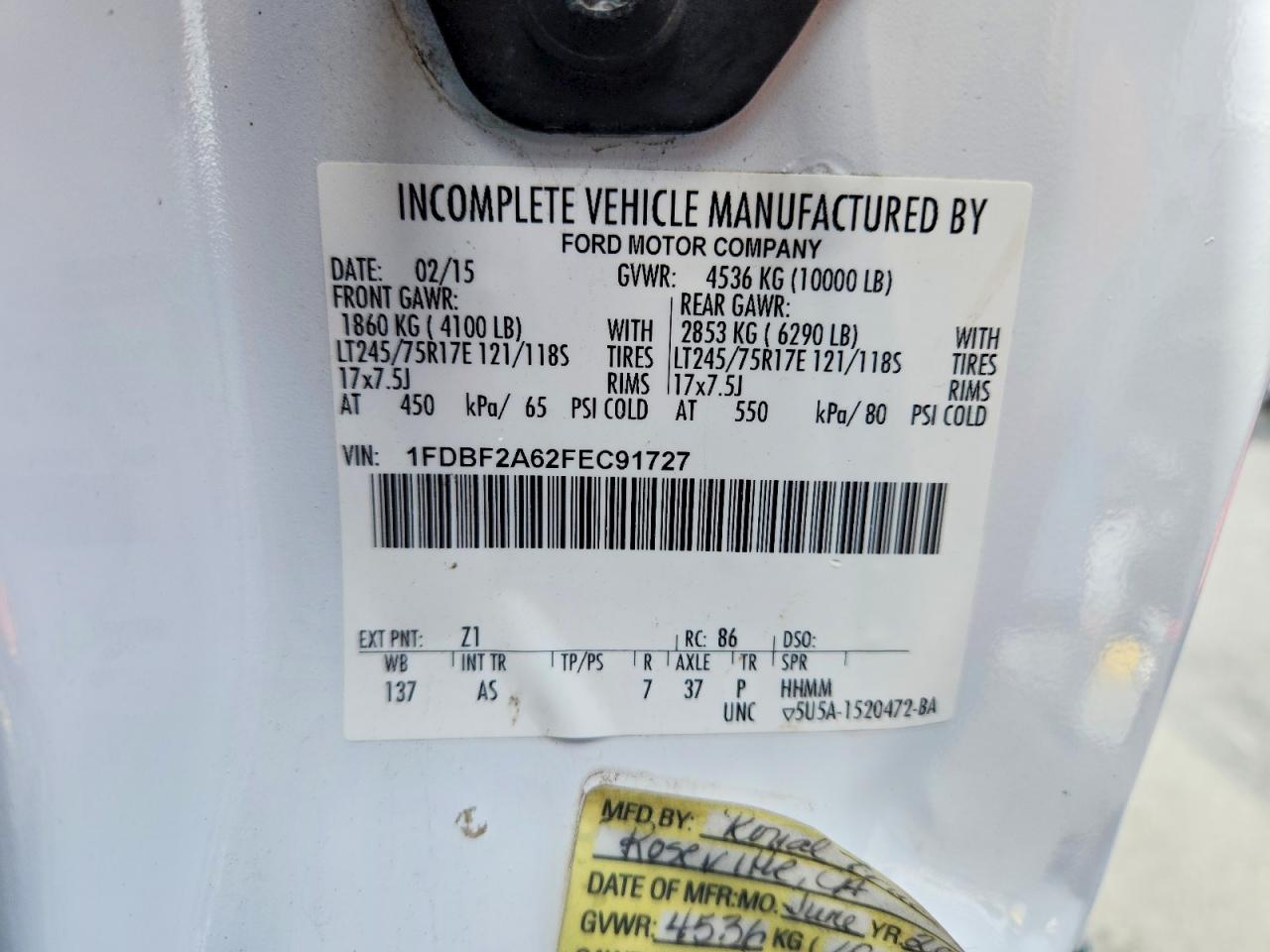 2015 FORD F250