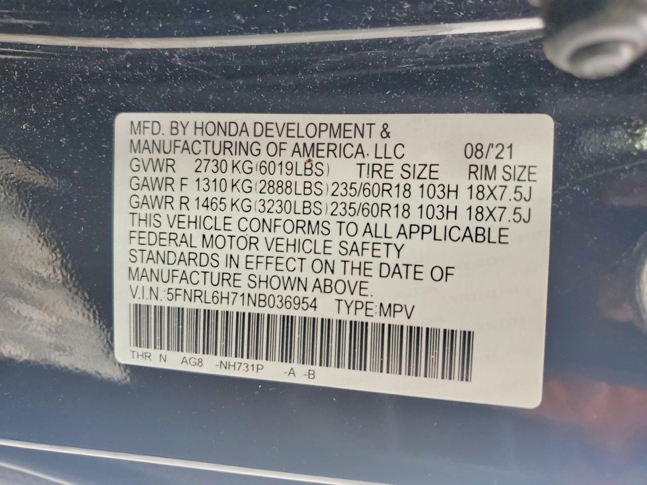 2022 HONDA ODYSSEY