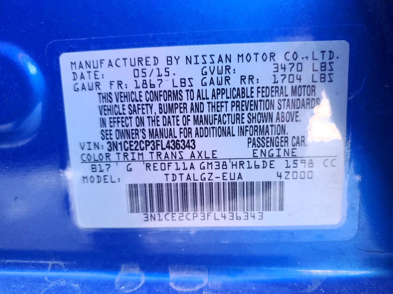 2015 NISSAN VERSA