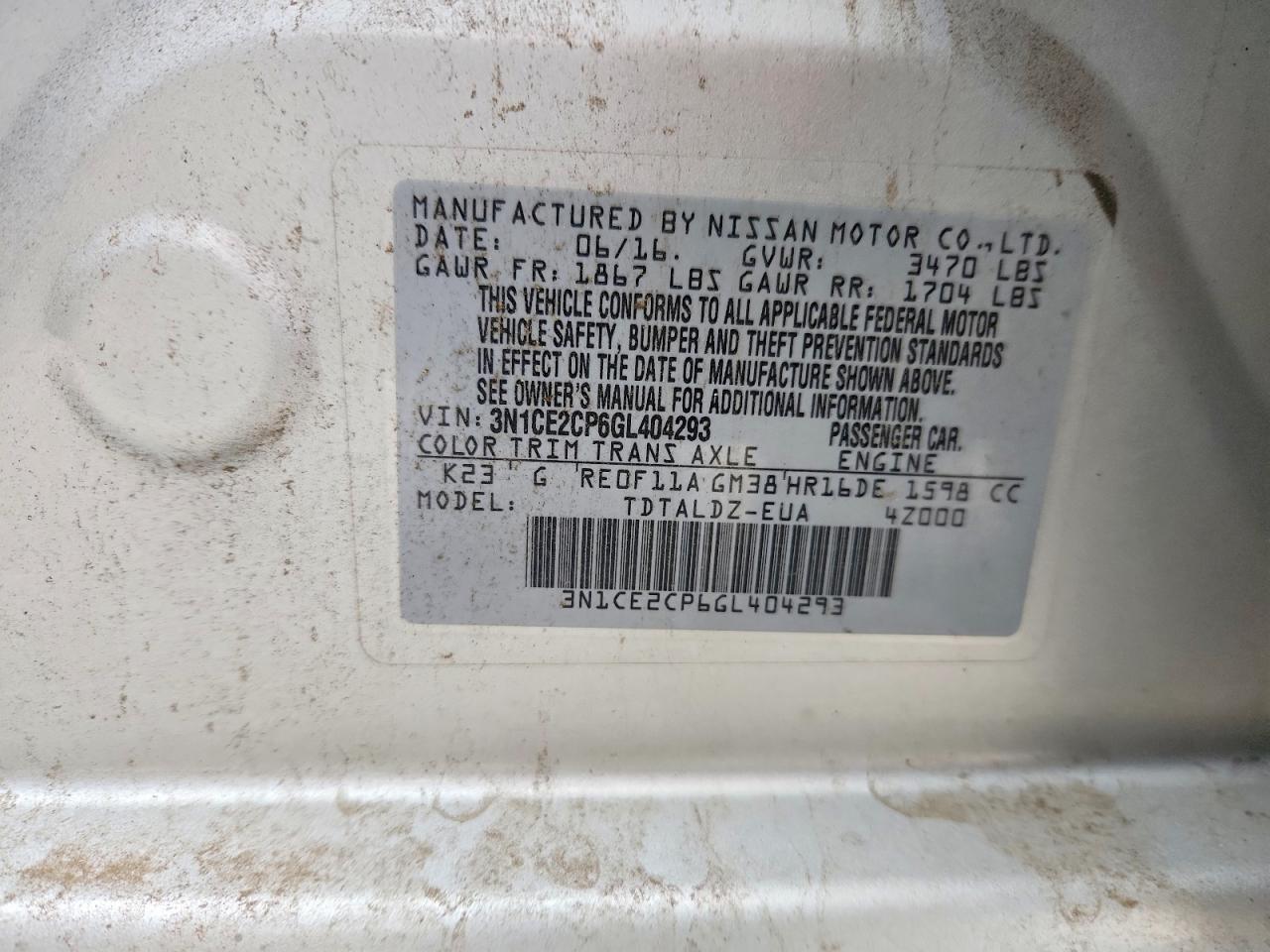 2016 NISSAN VERSA
