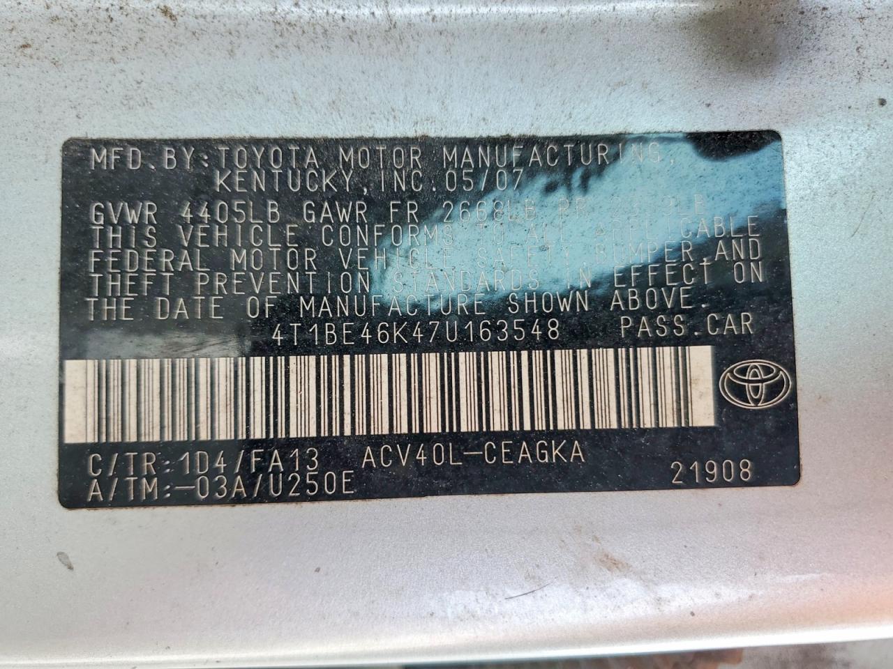2007 TOYOTA CAMRY