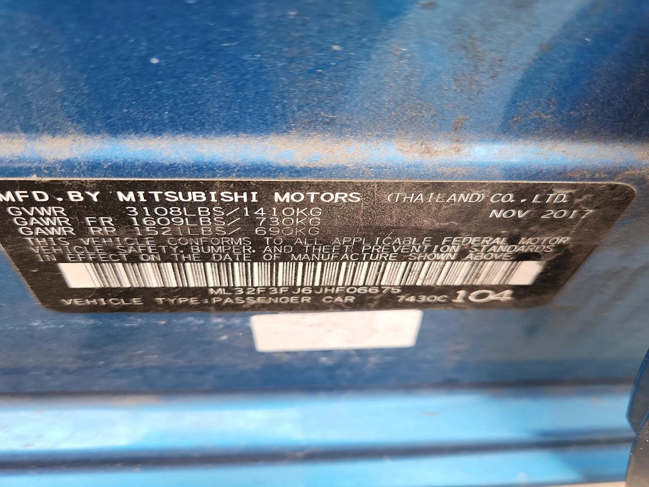 2018 MITSUBISHI MIRAGE