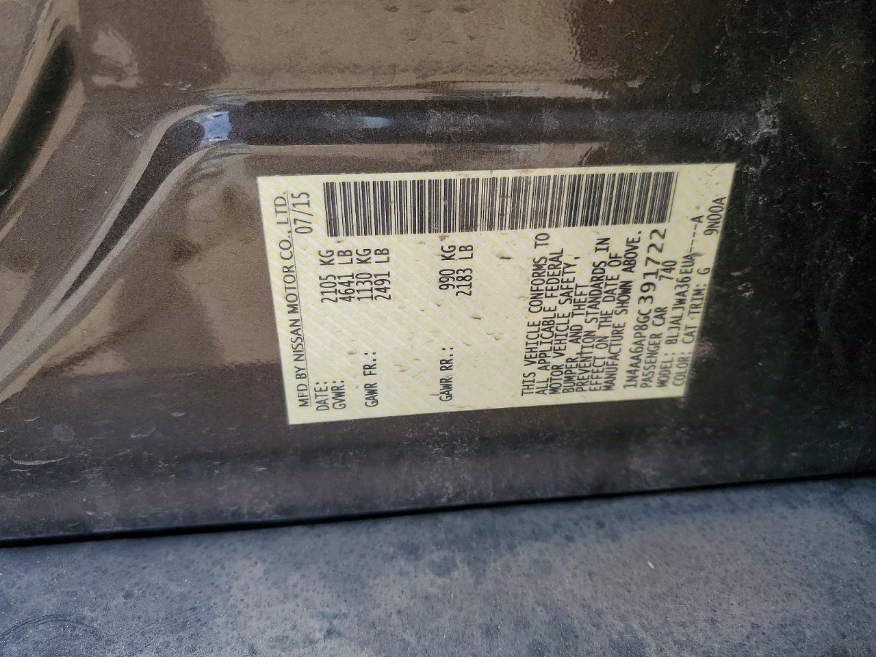 2016 NISSAN MAXIMA