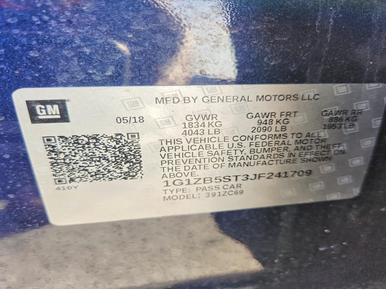 2018 CHEVROLET MALIBU