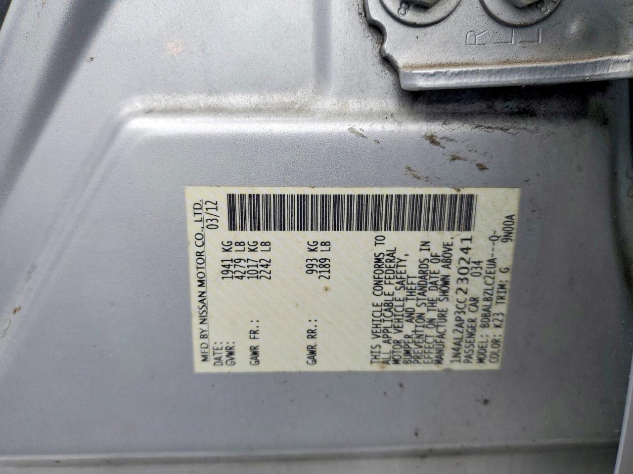 2012 NISSAN ALTIMA