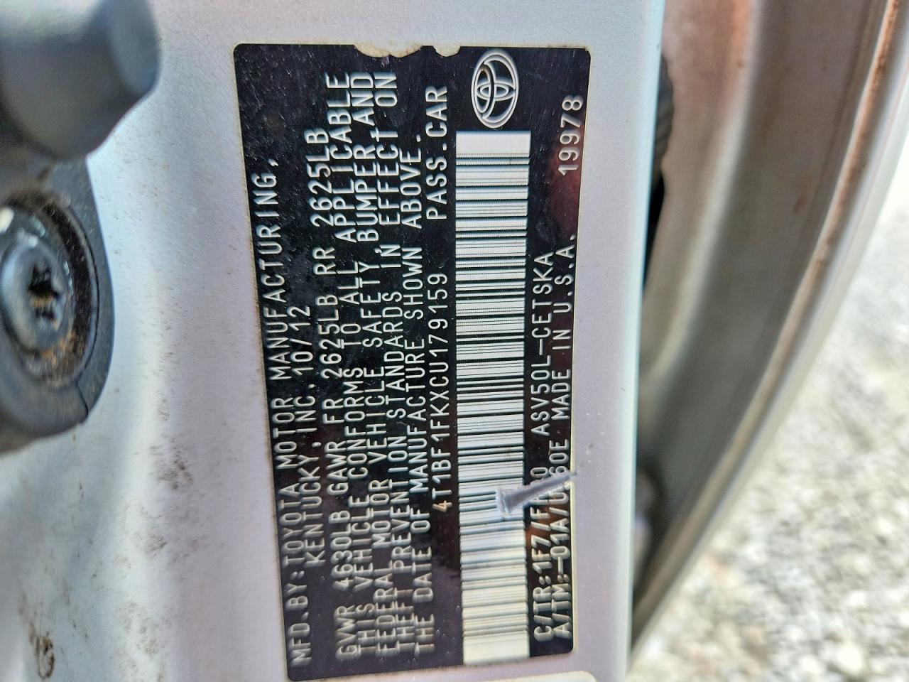 2012 TOYOTA CAMRY
