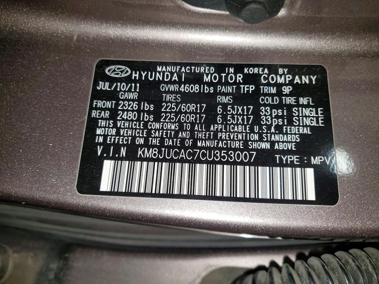 2012 HYUNDAI TUCSON