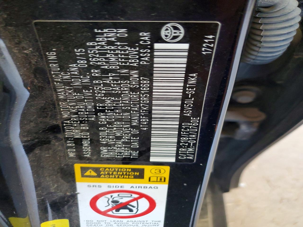 2016 TOYOTA CAMRY