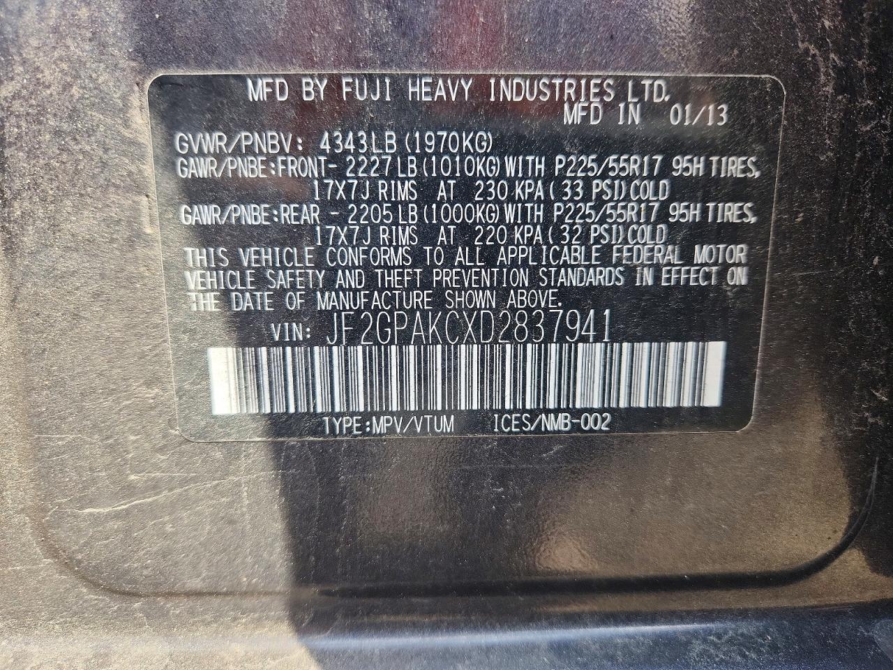 2013 SUBARU XV