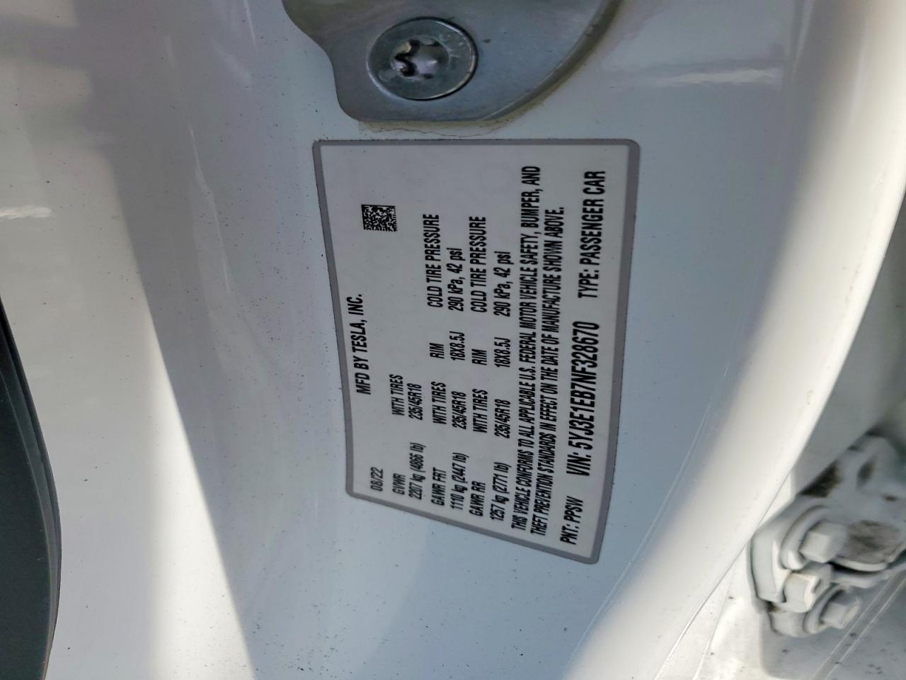 2022 TESLA MODEL 3