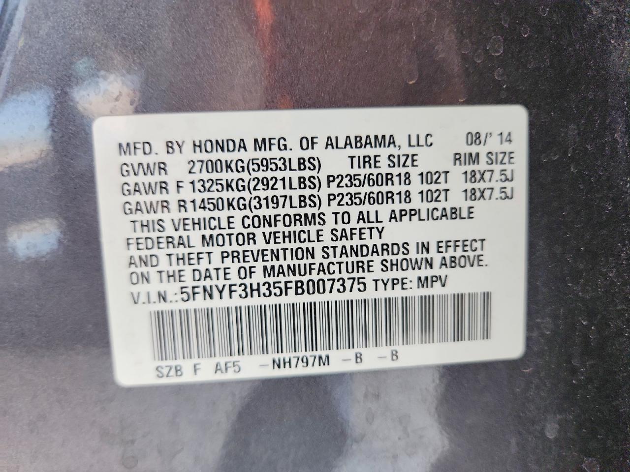 2015 HONDA PILOT