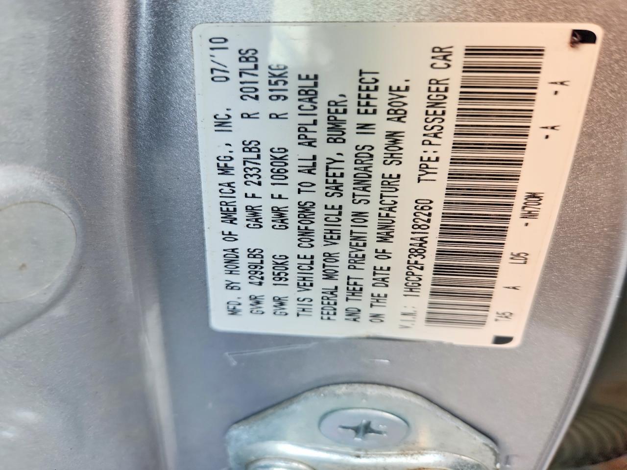 2010 HONDA ACCORD