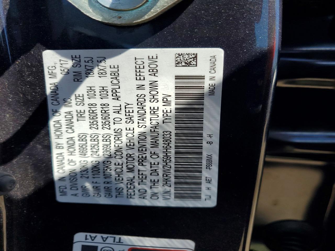 2017 HONDA CRV