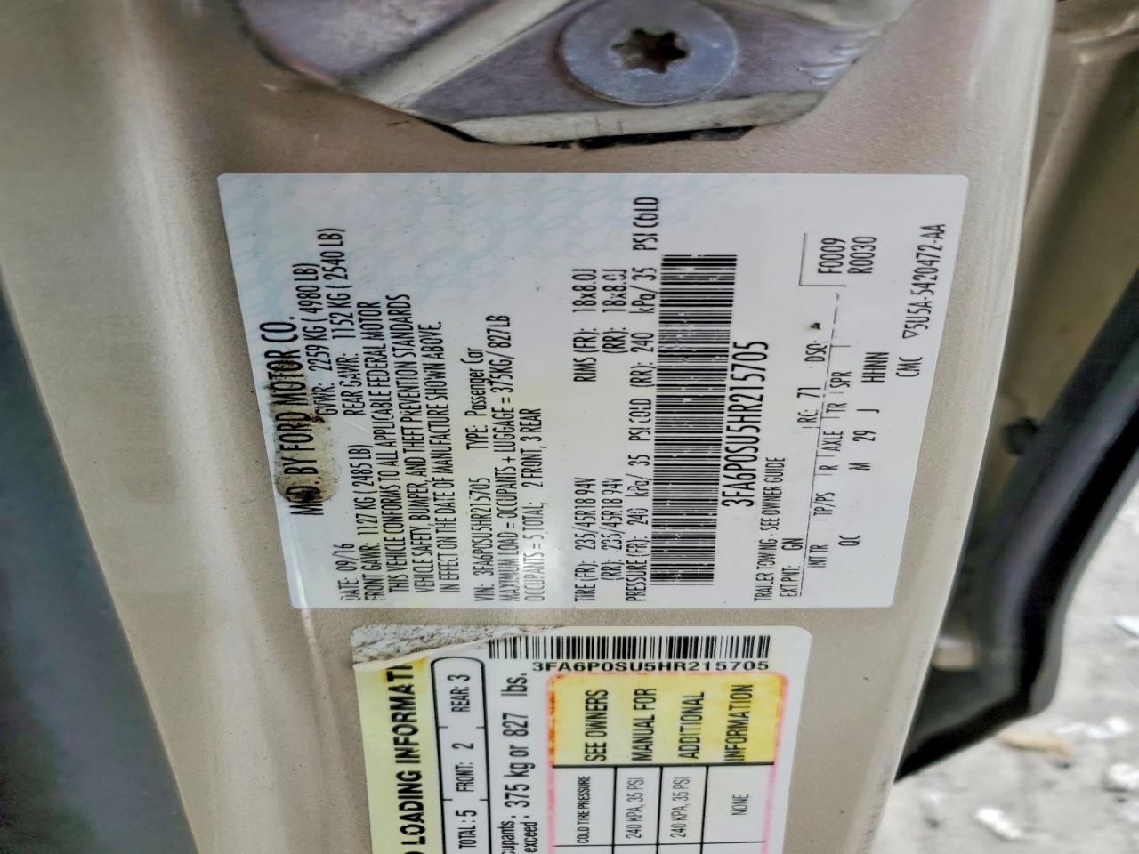 2017 FORD FUSION
