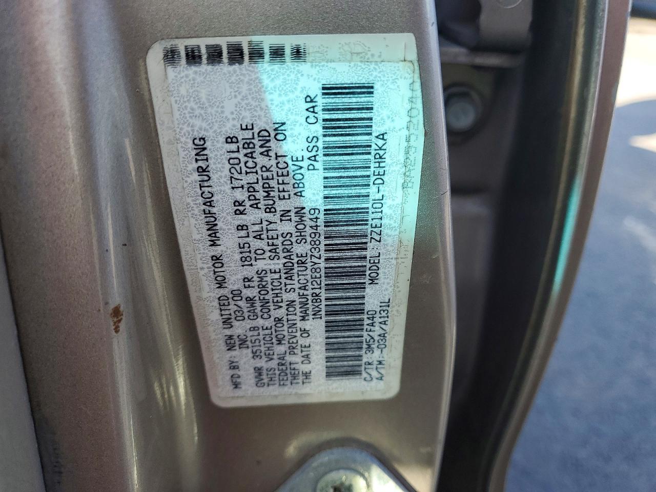 2000 TOYOTA COROLLA