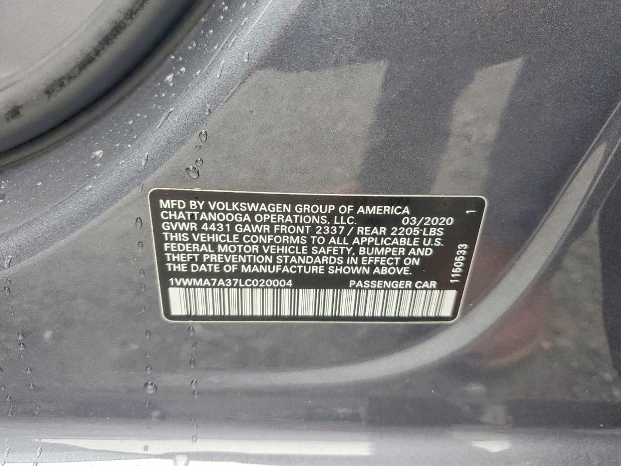 2020 VOLKSWAGEN PASSAT