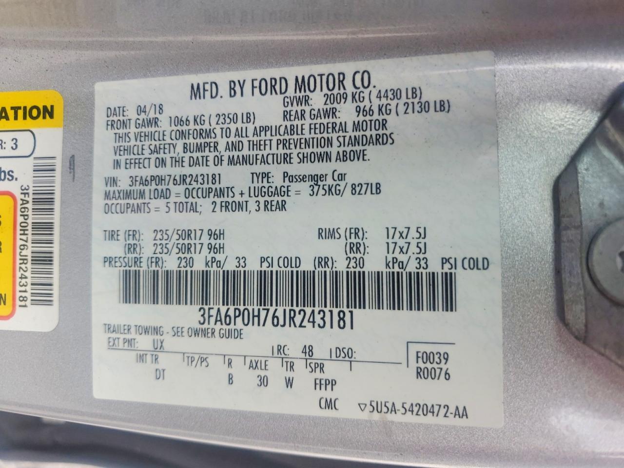 2018 FORD FUSION