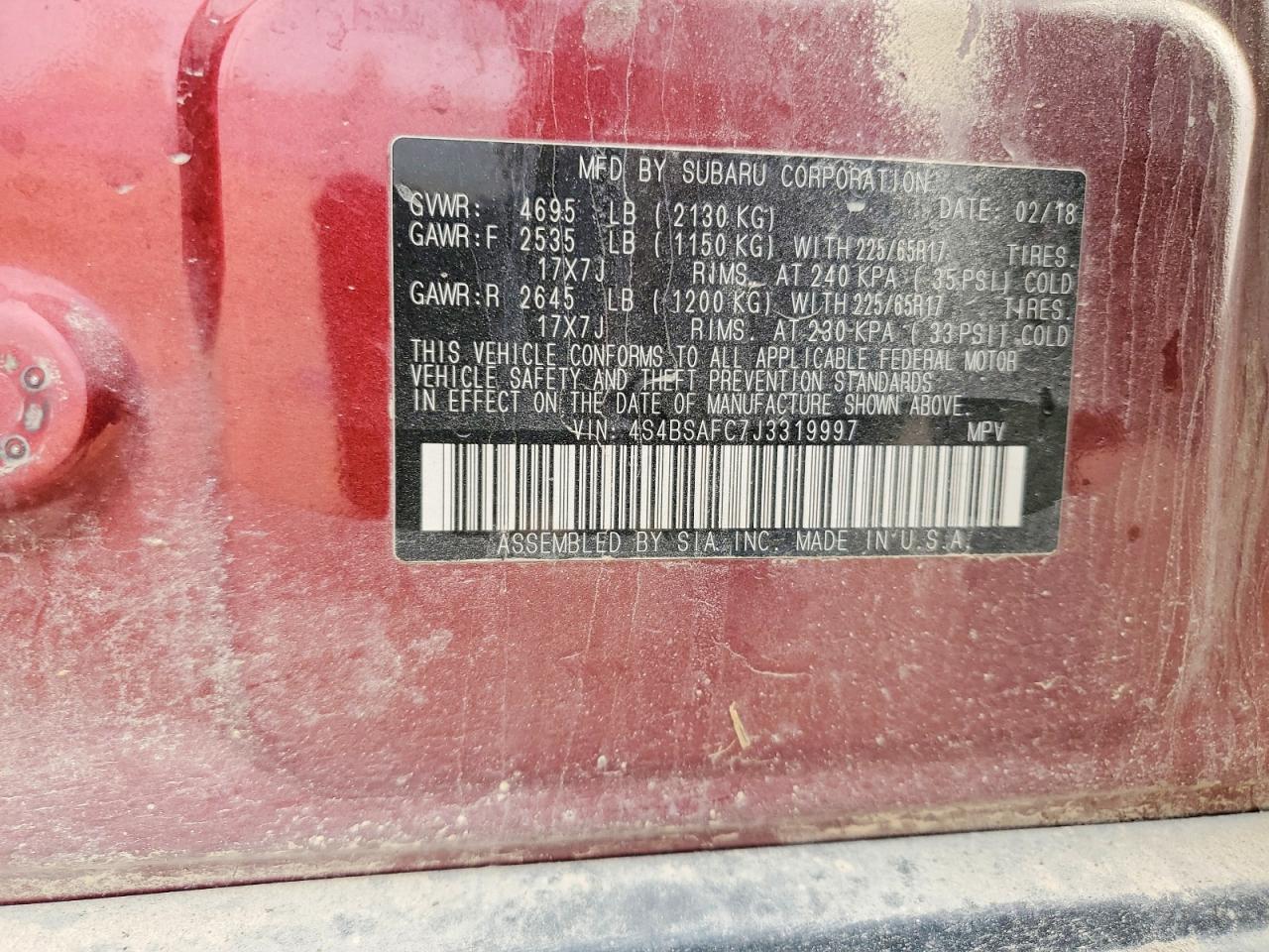 2018 SUBARU OUTBACK