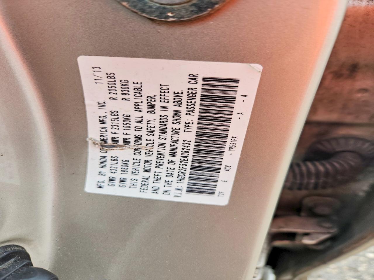 2014 HONDA ACCORD