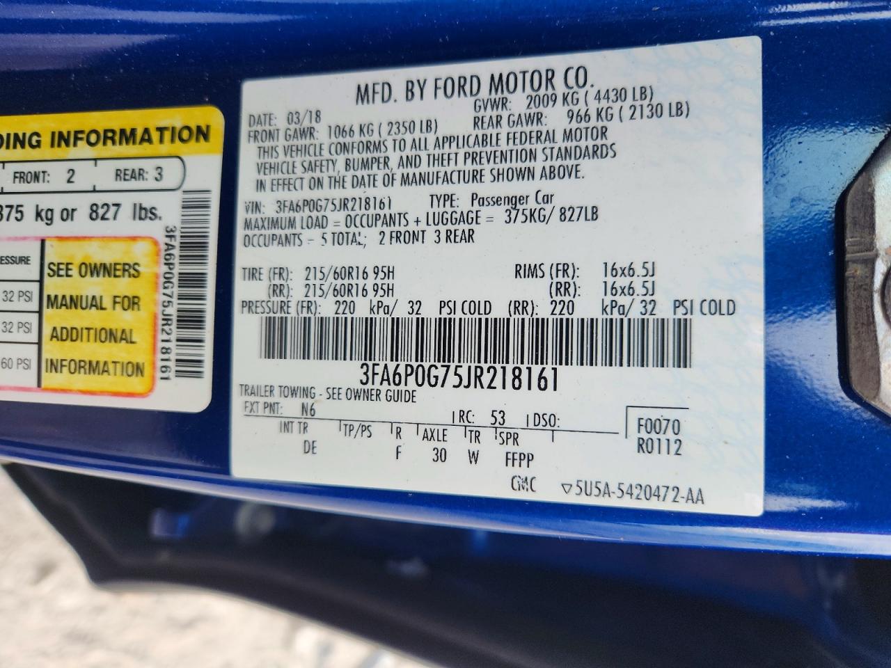 2018 FORD FUSION