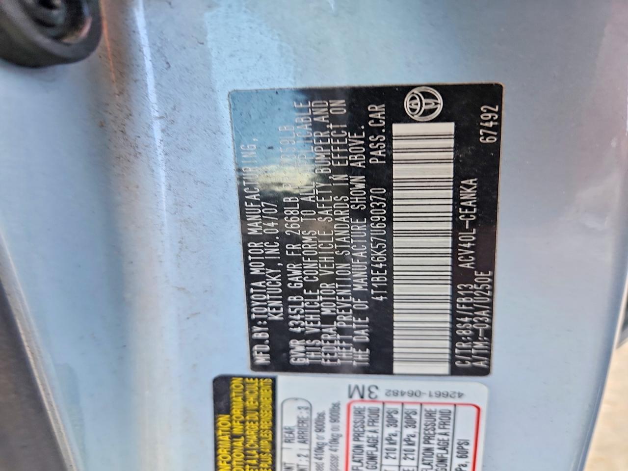2007 TOYOTA CAMRY