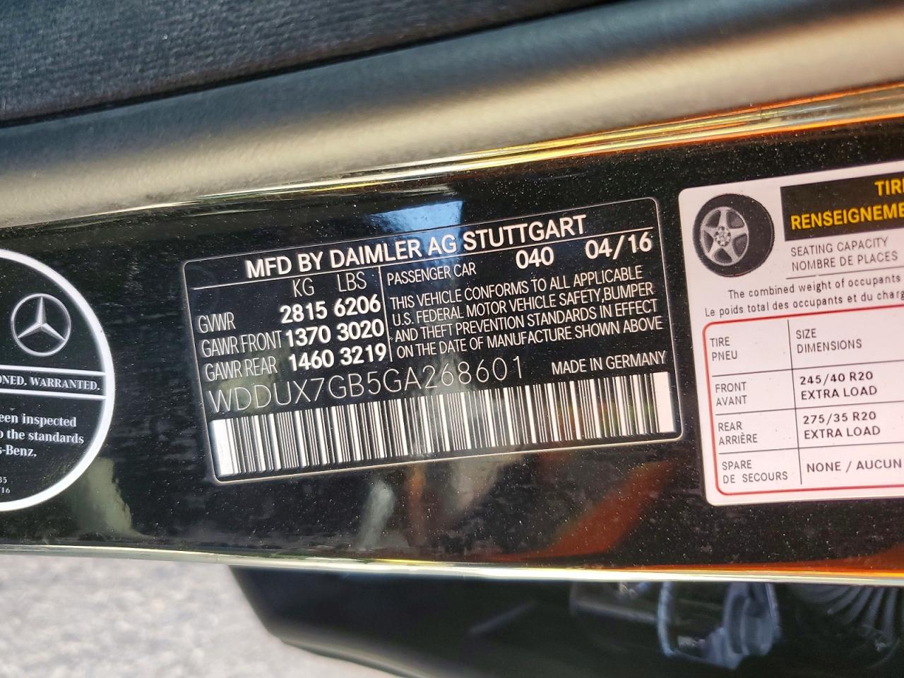 2016 MERCEDES-BENZ S-CLASS