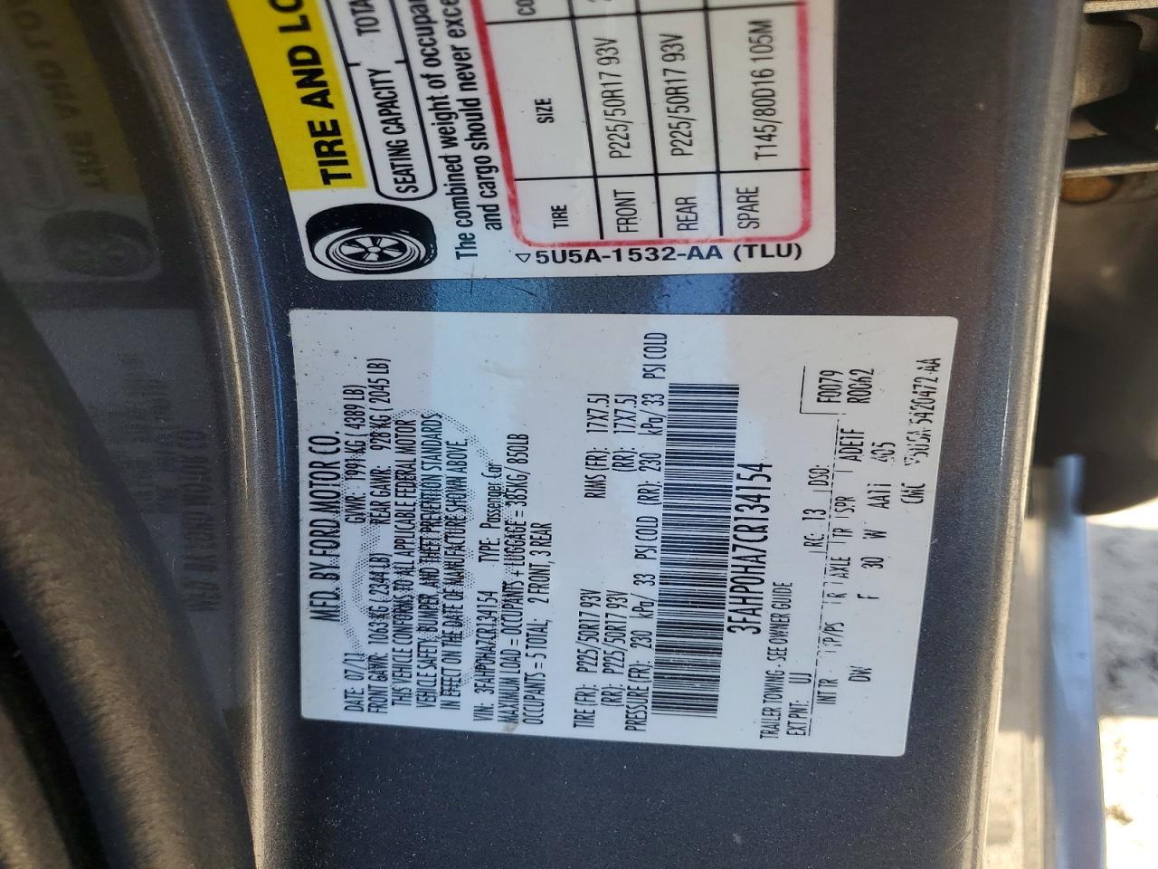 2012 FORD FUSION