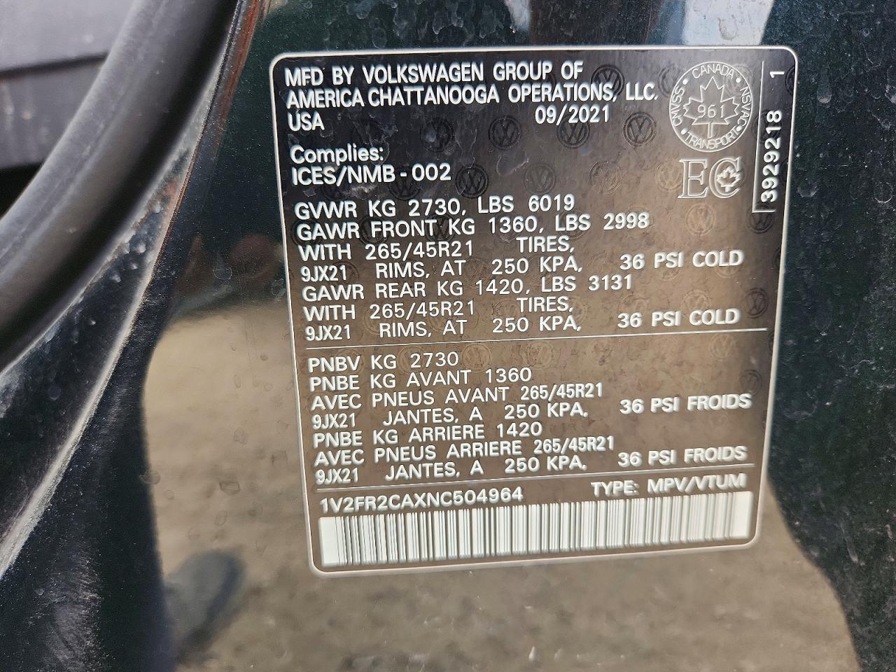 2022 VOLKSWAGEN ATLAS