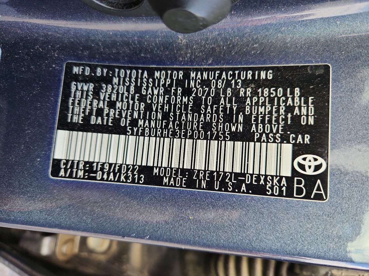 2014 TOYOTA COROLLA