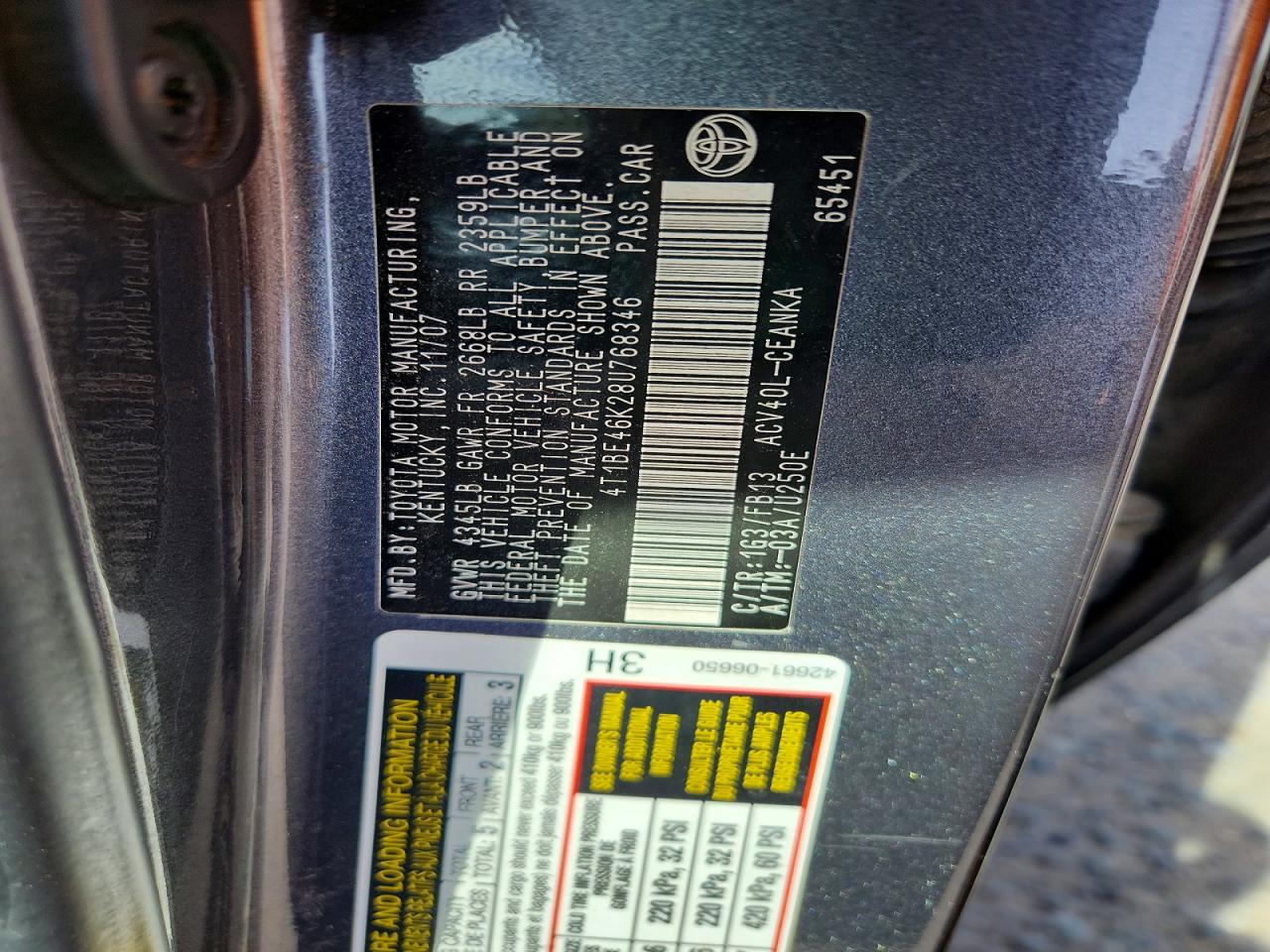 2008 TOYOTA CAMRY