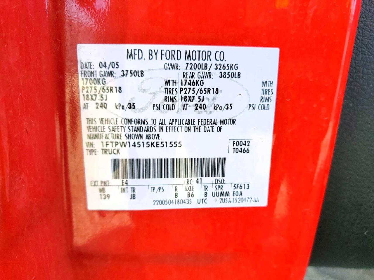 2005 FORD F150