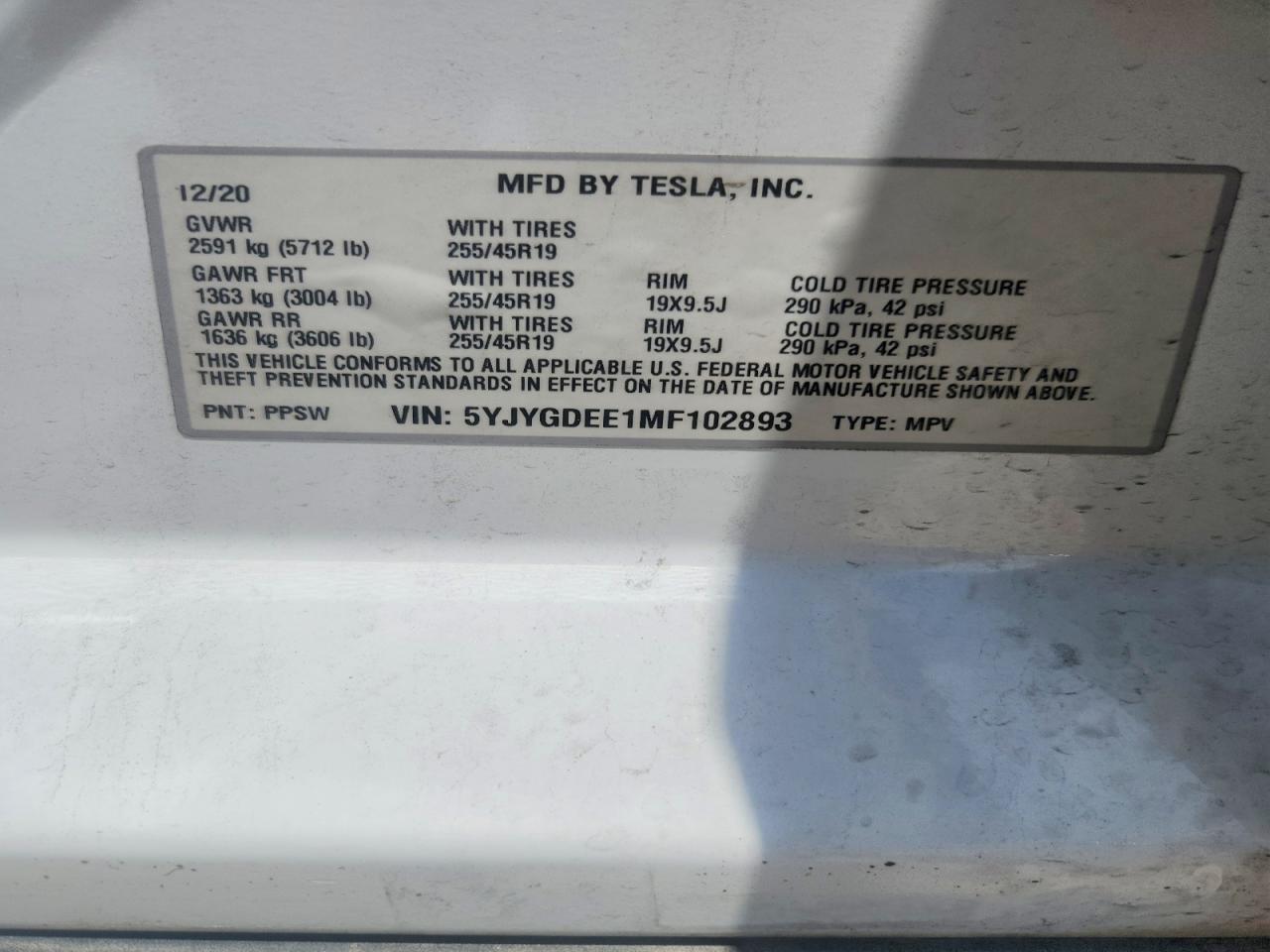 2021 TESLA MODEL Y